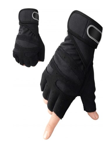 GUANTES DEPORTIVOS ALPHA GYM NEGRO CON MUÑEQUERA AJUSTABLE GUANTES GIMNASIO CON SOPORTE