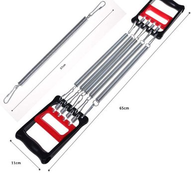 EXTENSOR ALPHA GYM PECHO METAL 5 RESORTES AJUSTABLE MUSCULACIÓN PECTORALES Y BRAZOS