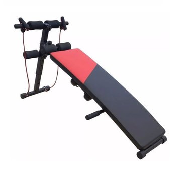 BANCA ALPHA GYM ABDOMINAL MULTIFUNCIONAL ENTRENADOR ABDOMINAL + PESAS + LIGAS