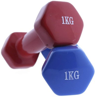 PESAS ALPHA GYM 1KG VINIL GIMNASIO MANCUERNAS ANTIDESLIZANTES FITNESS ROJO