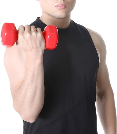 PESAS ALPHA GYM 2KG VINIL GIMNASIO MANCUERNAS ANTIDESLIZANTES FITNESS ROJO