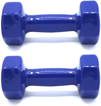 PESAS ALPHA GYM 5KG VINIL GIMNASIO MANCUERNAS ANTIDESLIZANTES FITNESS AZUL