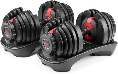 MANCUERNAS ALPHA GYM 5-48KG DUMBELLS PAR AJUSTABLE PESAS PRENSA NEGRO