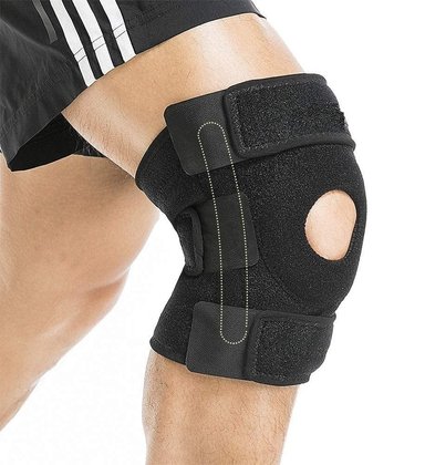 RODILLERA ALPHA GYM NEGRO ABIERTA DEPORTIVA AJUSTABLE CON VARILLAS PROFESIONAL SM