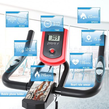 BICICLETA SPINNING ALPHA GYM PROFESIONAL ESTÁTICA VOLANTE 15 KG CICLISMO FITNESS - 2