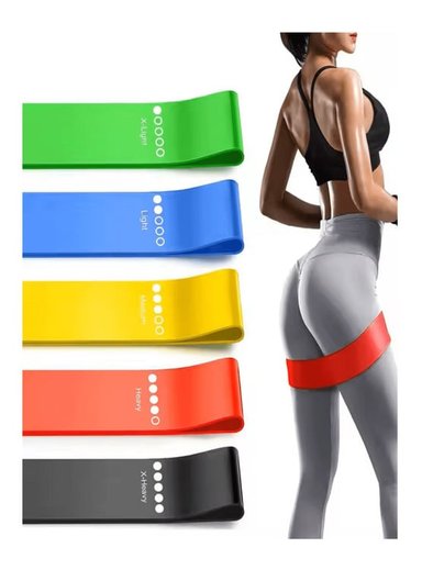 SET DE 5 BANDAS ELÁSTICAS CERRADAS DE RESISTENCIA PARA PIERNAS Y GLÚTEOS POR NIVELES