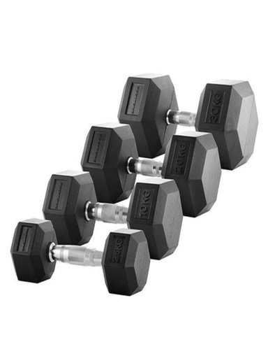 PAR MANCUERNAS ALPHA GYM HEXAGONALES ACERO Y CAUCHO PESAS PROFESIONALES ALTO TRANSITO 25 KG - 2