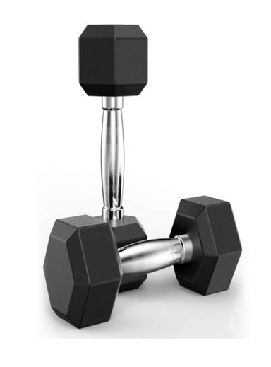 PAR MANCUERNAS ALPHA GYM HEXAGONALES ACERO Y CAUCHO PESAS PROFESIONALES ALTO TRANSITO 30 KG