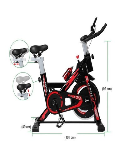 BICICLETA ESTÁTICA ALPHA GYM SEMI PROFESIONAL 12 KG VOLANTE INERCIA SPINNING ENTRENAMIENTO - 2
