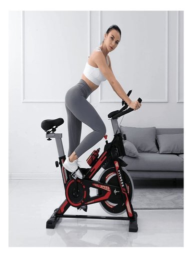 BICICLETA ESTÁTICA ALPHA GYM SEMI PROFESIONAL 12 KG VOLANTE INERCIA SPINNING ENTRENAMIENTO - 4
