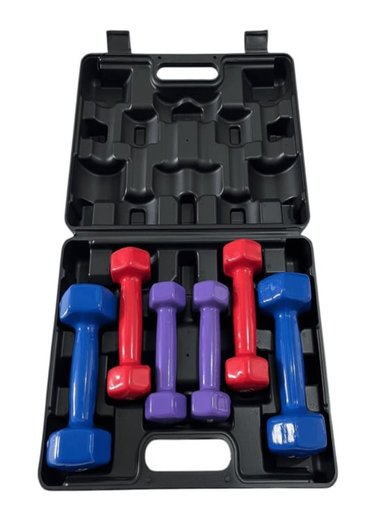 MALETIN DE MANCUERNAS DE VINIL 10 KG SET DE PESAS ANTIDESLIZANTES DUMBBELLS