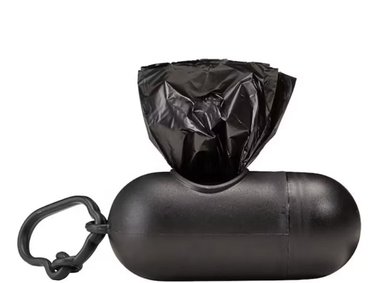 DISPENSADOR PERRO BOLSITAS Y 2 ROLLOS NEGRO