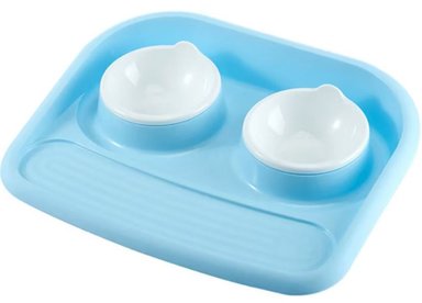 COMEDERO PERRO DOBLE PLÁSTICO AZUL