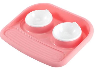 COMEDERO PERRO DOBLE PLÁSTICO ROSADO