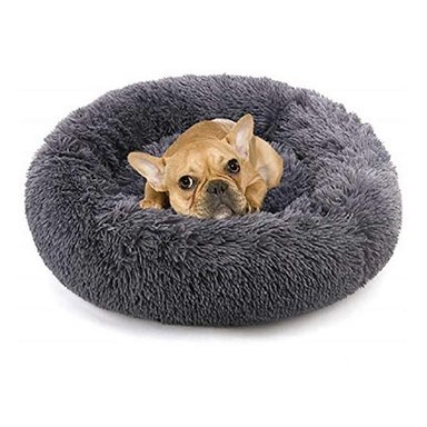 CAMA PERROS DONUT GRIS OSCURO TALLA L