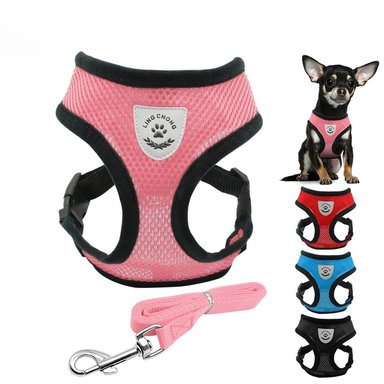PECHERA PERROS Y GATOS QUE PATAS PET SHOP CON CORREA PARA RAZAS PEQUEÑAS ROSADO TALLA L