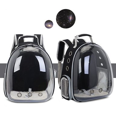 MOCHILA PERROS QUE PATAS PET SHOP ESPACIAL TRANSPARENTE NEGRO