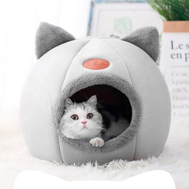 CAMA PARA GATO CUEVA GRIS