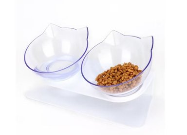 COMEDERO GATO BOWL DOBLE TRANSPARENTE QUE PATAS PET SHOP