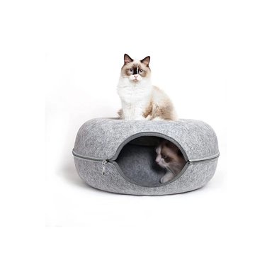 Cama Tunel De Fieltro Para Gato Gris Claro