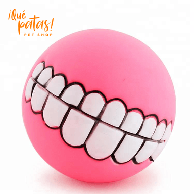 JUGUETE PERRO PELOTA SONRISA ROSADO QUE PATAS PET SHOP
