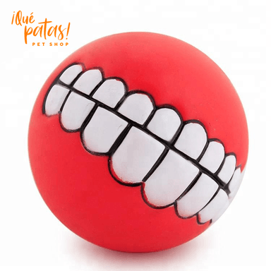 JUGUETE PERRO PELOTA SONRISA ROJO QUE PATAS PET SHOP