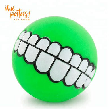 JUGUETE PERRO PELOTA SONRISA VERDE QUE PATAS PET SHOP