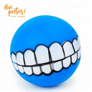 JUGUETE PERRO PELOTA SONRISA AZUL QUE PATAS PET SHOP