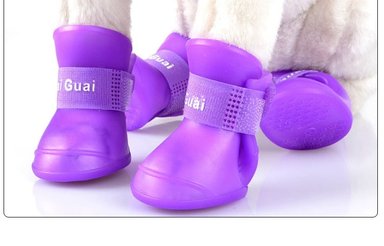 ZAPATOS SILICONA PERRO QUE PATAS PET SHOP MORADO TALLA XXL - 1