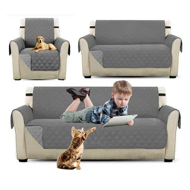 FUNDA PERROS Y GATOS QUE PATAS PET SHOP PARA MUEBLES DE 2 PERSONAS COLOR GRIS