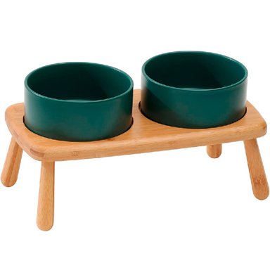 COMEDERO CERÁMICA ELEVADO VERDE QUE PATAS PET SHOP