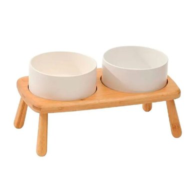 COMEDERO CERÁMICA ELEVADO BLANCO QUE PATAS PET SHOP