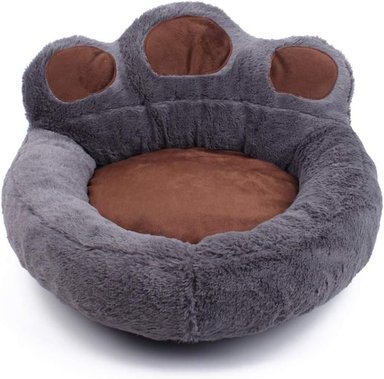 CAMA FELPA PERROS Y GATOS PATA DE OSO L GRIS QUE PATAS PET SHOP