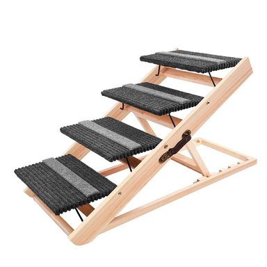RAMPA MADERA PERROS Y GATOS QUE PATAS PET SHOP 2 EN 1 - 4 ESCALONES