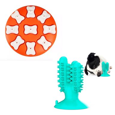 ROMPECABEZAS NARANJA + JUGUETE MORDEDOR TURQUESA