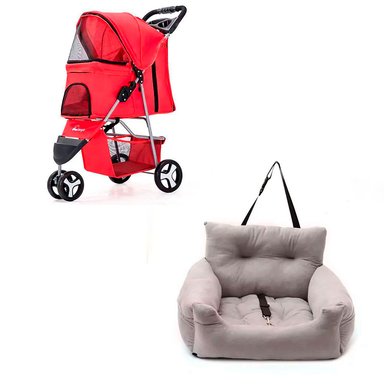 COCHE 3 RUEDAS ROJO + SOFÁ COPILOTO GRIS CLARO