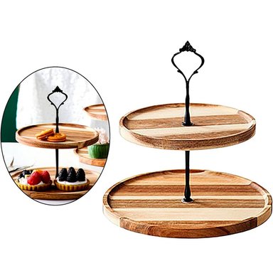 PORTA BOCADITOS DE MADERA DE 2 NIVELES