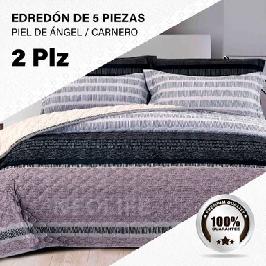 EDREDÓN PERU PELUCHES 2 PLAZAS ALGODÓN MULTICOLOR ESTAMPADOS INVIERNO 5 PIEZAS PREMIUM CONFORT SUPERIOR
