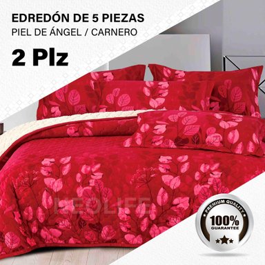 EDREDÓN PERU PELUCHES 2 PLAZAS ALGODÓN MULTICOLOR ESTAMPADOS INVIERNO 5 PIEZAS PREMIUM CONFORT SUPERIOR