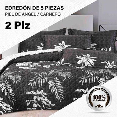 EDREDÓN PERU PELUCHES 2 PLAZAS ALGODÓN MULTICOLOR ESTAMPADOS INVIERNO 5 PIEZAS PREMIUM CONFORT SUPERIOR