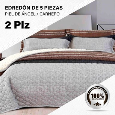 EDREDÓN PERU PELUCHES 2 PLAZAS ALGODÓN MULTICOLOR ESTAMPADOS INVIERNO 5 PIEZAS PREMIUM CONFORT SUPERIOR