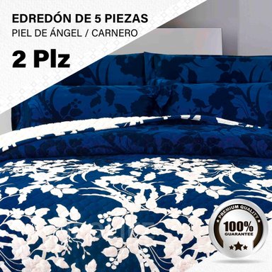 EDREDÓN PERU PELUCHES 2 PLAZAS ALGODÓN MULTICOLOR ESTAMPADOS INVIERNO 5 PIEZAS PREMIUM CONFORT SUPERIOR