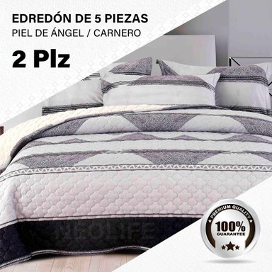 EDREDÓN PERU PELUCHES 2 PLAZAS ALGODÓN MULTICOLOR ESTAMPADOS INVIERNO 5 PIEZAS PREMIUM CONFORT SUPERIOR
