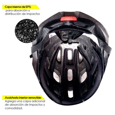 CASCO CICLISMO BKS MTB ROJO BICICLETA ADULTOS TALLA M NEGRO - 4