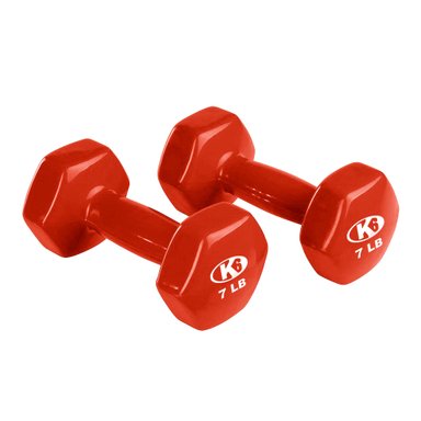 MANCUERNAS K6 FITNESS VINIL ACERO 7LB PAR PESAS RECUBIERTAS