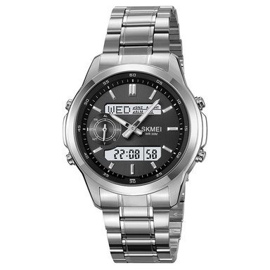 RELOJ SKMEI HOMBRE ANÁLOGO DIGITAL 2284PN 2248 DUAL ELEGANTE TIEMPO MUNDIAL LED PLATA