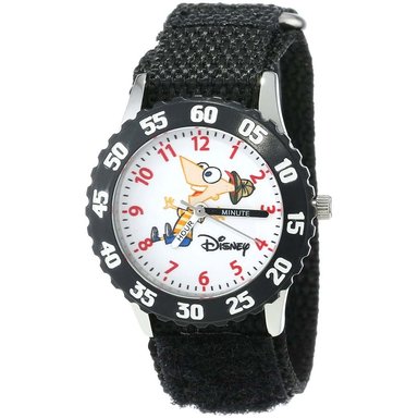 RELOJ INFANTIL DISNEY PHINEAS CUARZO ANALÓGICO ACERO NEGRO W000156