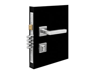 CERRADURA CANTOL EMBUTIR PUERTA PRINCIPAL ACERO INOXIDABLE MANIJA CUADRADA PLATEADO