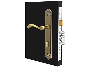 CERRADURA CANTOL EMBUTIR PUERTA PRINCIPAL ANTIGUO CLÁSICA DERECHA ACERO BRONCE