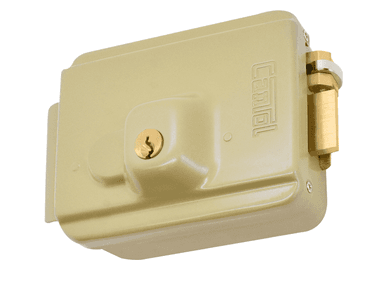 CERRADURA CANTOL ELÉCTRICA SIN BOTÓN ACERO CREMA 11.3 CM X 18 CM